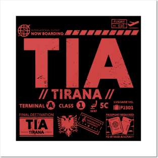 Vintage Tirana TIA Airport Code Travel Day Retro Travel Tag Albania B Posters and Art